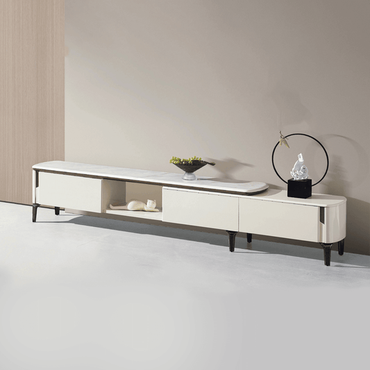 Lucille II Extendable TV Console with Marble Top in White Singapore