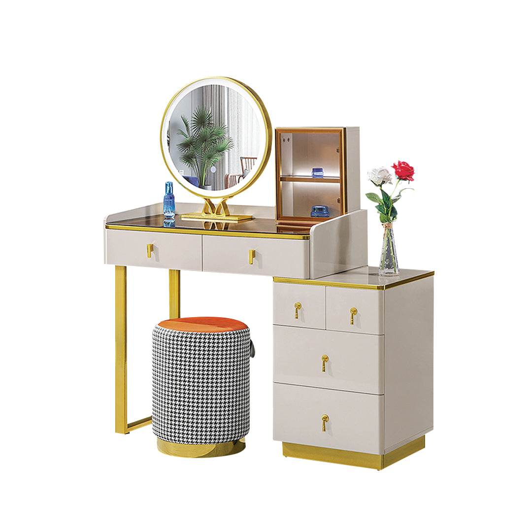 Octavian Extendable Dressing Table with Tempered Glass Top Singapore