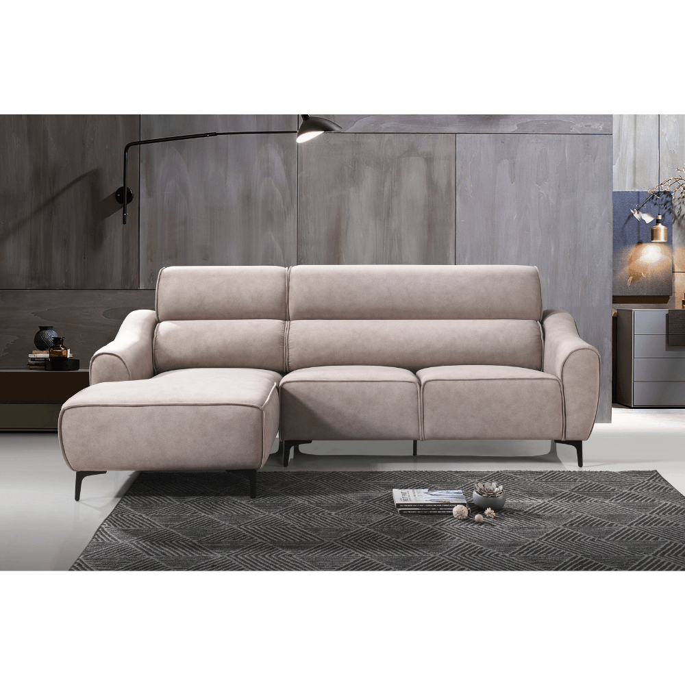 Valiant L-Shaped Brown Fabric Sofa (Pet Friendly Fabric)