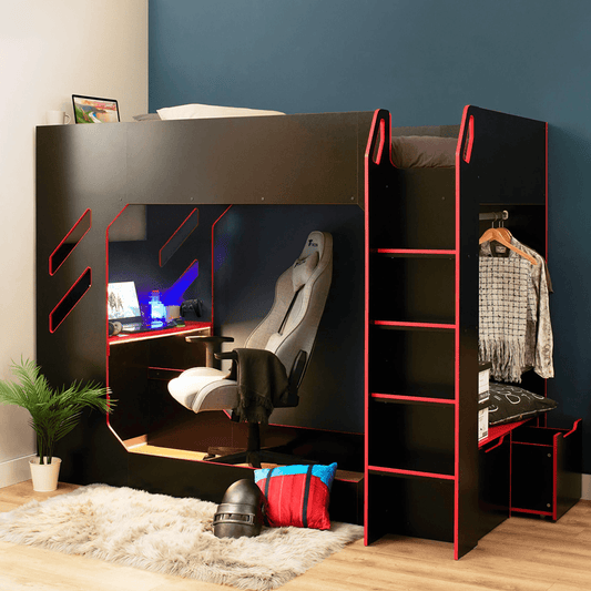 Zeus Black Wooden Loft Bed Frame Singapore