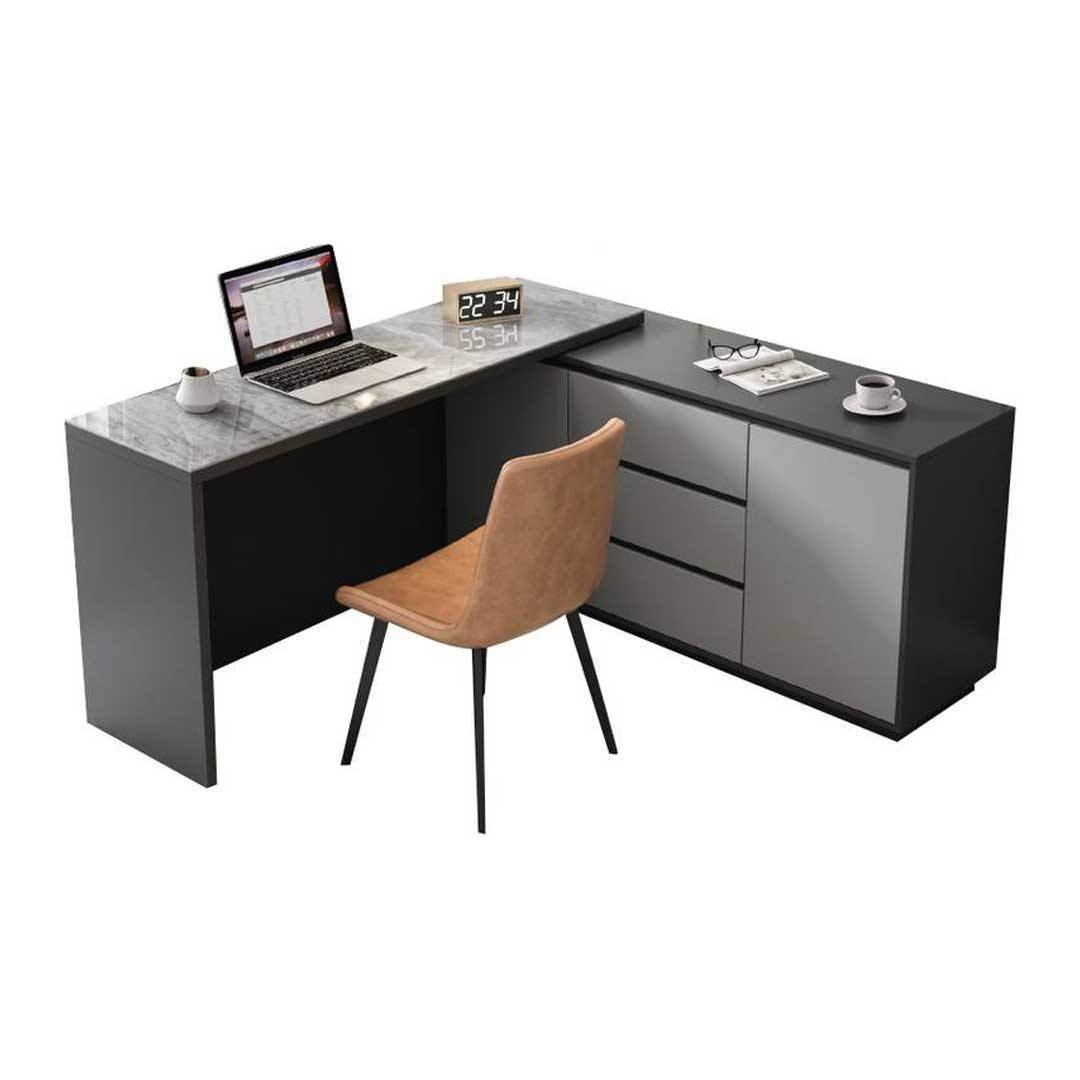 Zion Polished Sintered Stone Study Desk Singapore