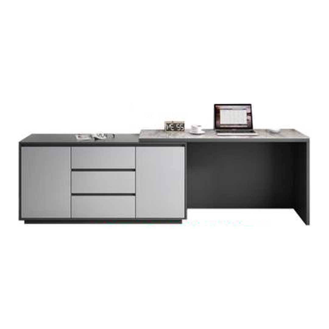 Zion Polished Sintered Stone Study Desk Singapore