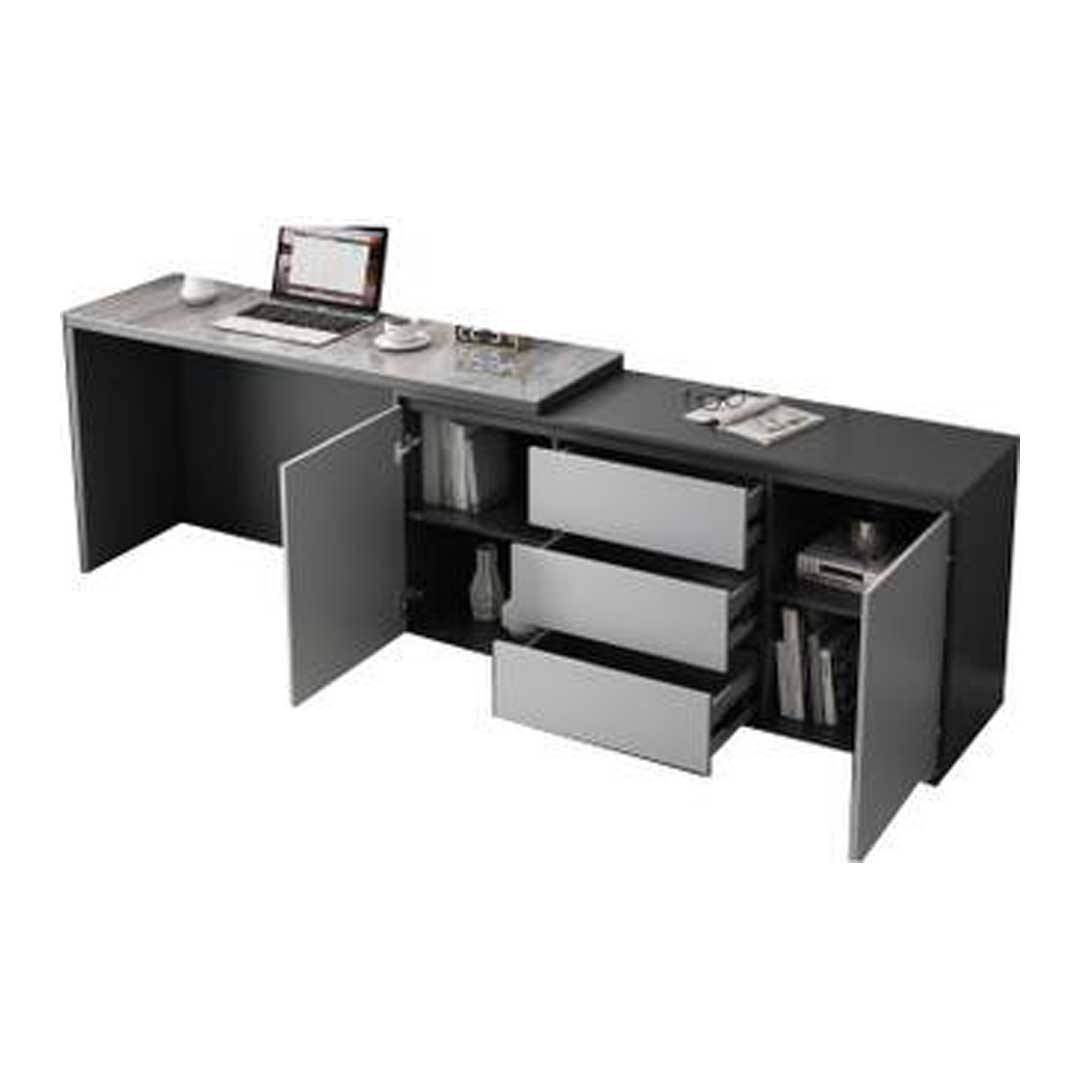 Zion Polished Sintered Stone Study Desk Singapore